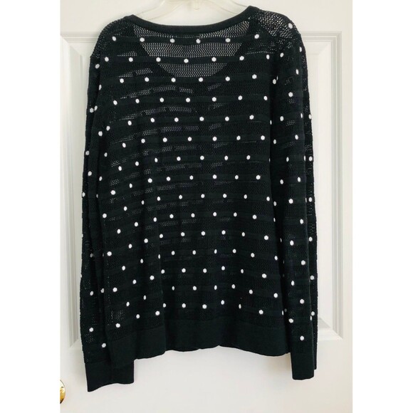 CHARTER CLUB Women's Sweater Cardigan size Medium Black Polka Dot Button Down - Picture 5 of 9